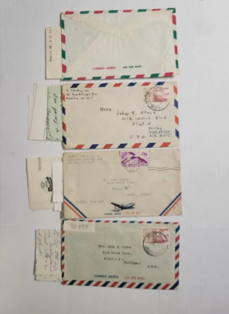 MEXICO Lot of 4 1960s Airmail COVERS LETTERS to FLINT MI Steve & Medellin Family