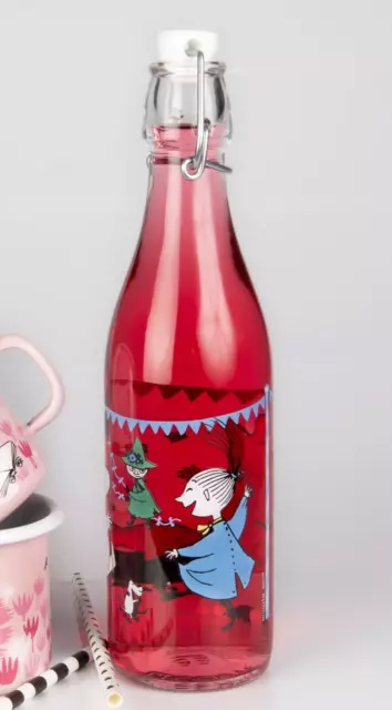 Moomin Glass Bottle with clasp  -  summer party 0.5 L Muurla