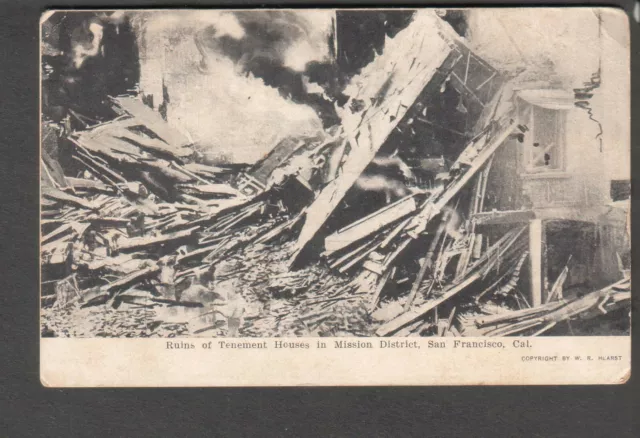 San Francisco  Hearst post card Ruins of tenement houses in Mission District