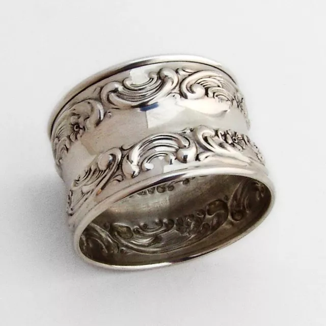 Repousse Floral Scroll Napkin Ring Gorham Sterling Silver No Mono