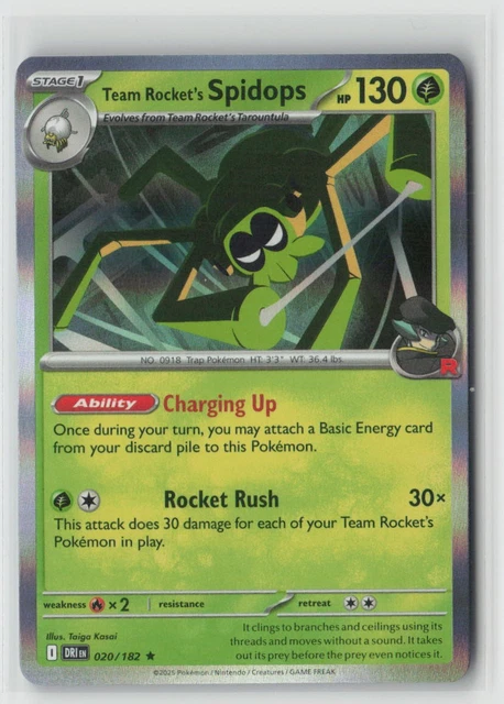TEAM ROCKET'S SPIDOPS 020/182 Rare Destined Rivals Pokemon Holo Nm/M £1 ...