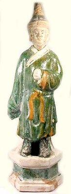 Ming China Sancai Statuette Antique 15thC Male Attendant Multi-Color Funerary XL