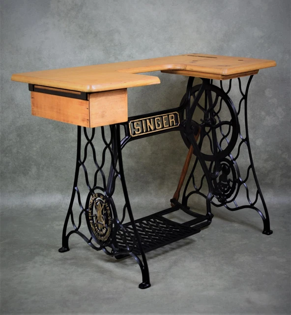 RESTORED SINGER 17 Cast Iron Treadle Sewing Machine Base Table Original