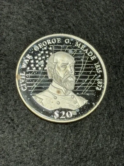 2000 Republic of Liberia .999 20g Silver George Meade  $20 Dollar Coin