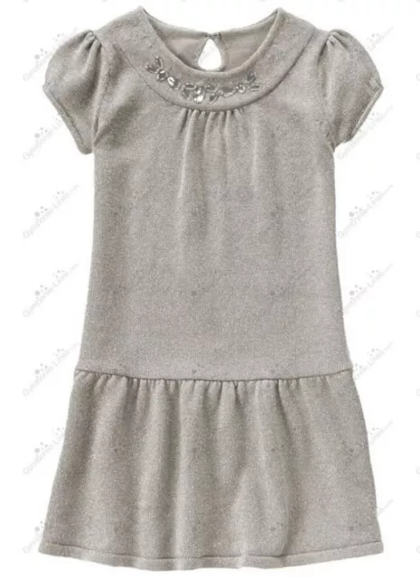 Gymboree Girls sz 8 "Holiday Gem" Neckline Gem Silver Sparkle Holiday Dress NWT