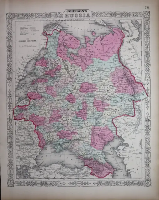 1863 Johnson's Atlas Map ~ RUSSIA ~ (14x18)   #819