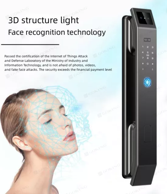 New 3D Face Smart Door Security Lock Camera with Fingerprint Password Keypad CN1
