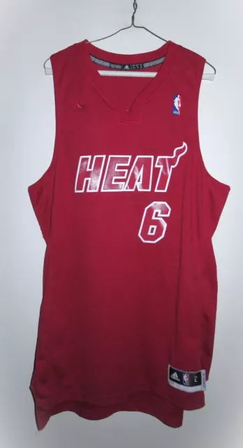 Adidas LeBron James #6 Miami Heat Christmas Day Red Adidas Jersey Large 44 L