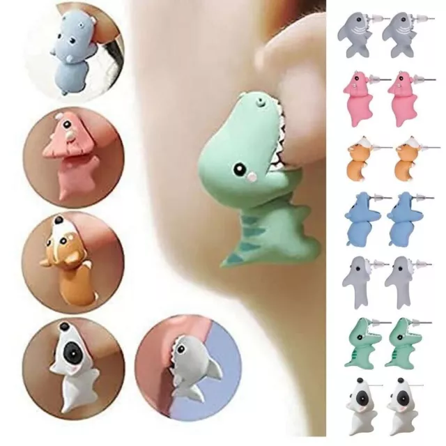 Cute Animal Biting Earrings Disney 3D Creative Ear Studs Women Girls Funny Gift