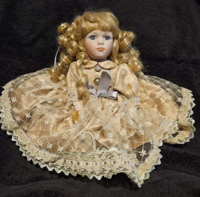 Victorian Porceline Doll, Blond Curls Blue Eyes 12" House of Louis Nichole