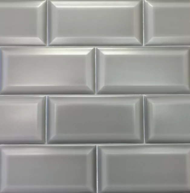 Gray 3x6 Beveled Matte Finish Ceramic Subway Tile Backsplash Wall Bath