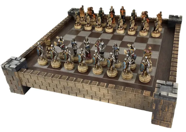 Skeleton Slayer Gothic Fantasy Skull Chess Set W/ Castle Board