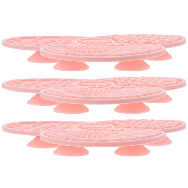 3 piezas Pincel Limpieza Alfombra Silicona Fabricante Pincel Limpiador Almohadilla Cosmética Pincel