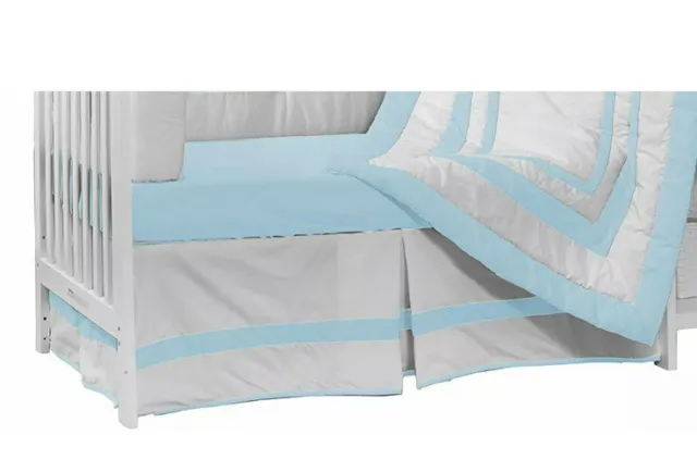 Baby Doll Bedding Modern Hotel Style Crib Skirt/ Dust Ruffle for boy, Blue