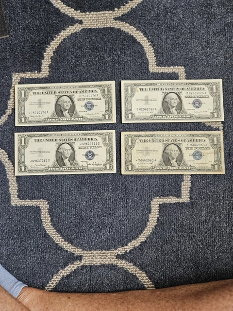 1935-D, 1957-B + A STAR NOTE $1 Dollar Blue Seal Silver Certificate 4 pc Crisp