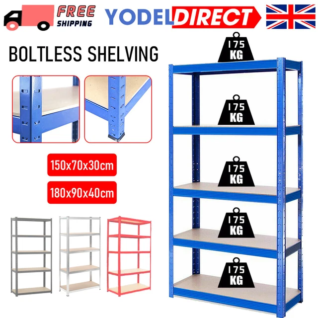 HEAVY DUTY METAL Garage Shelving Unit 5 Tiers Boltless Utility Storage