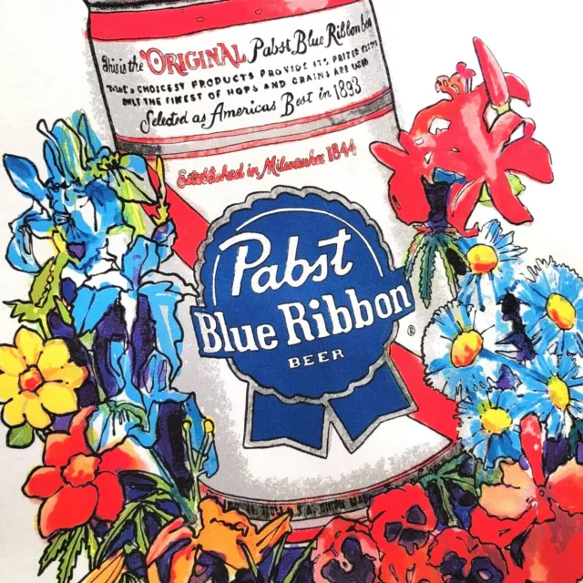 PBR Pabst Blue Ribbon SHIRT Adult 2XL XXL WHITE BLUE BEER CASUAL SUMMER NWT