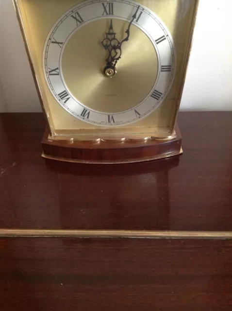 Vintage Smiths Sectronic Mantle Clock Brass & Wood Effect Quartz 3