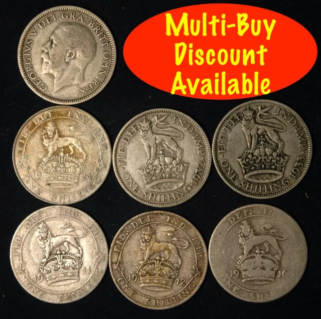 Shilling 1911  -  1936 George V Silver Choose your Date