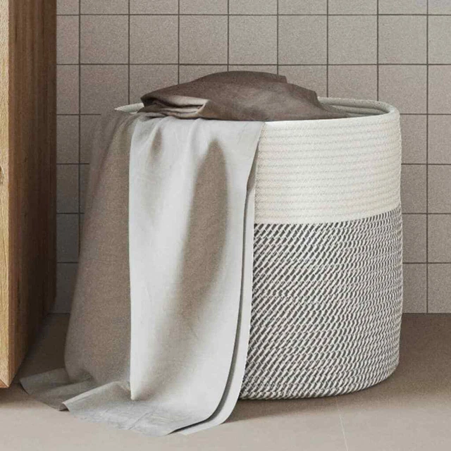 Panier de rangement gris et blanc Ø40x35 cm coton vidaXL