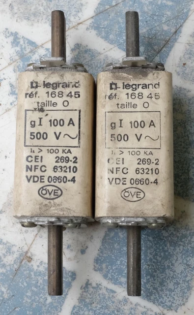 2x Legrand 0 168 45 016845 Cartouche 100A à couteau gI T2 500V. Lot de 2 2