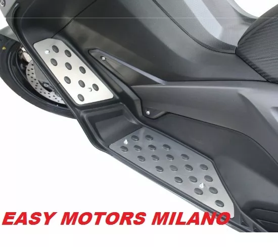 Coppia Pedane Poggiapiedi In Inox Alluminio Per Yamaha Tmax T Max 530 2012>2016