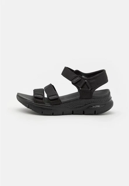 Mephisto Mobils GETHA ELCHKID 10000/10051 Sandali Donna Nero, Tacco 36, Pelle Morbida, Plantare Estraibile, 3 Chiusure Regolabili, Vestibilità Comoda E Large