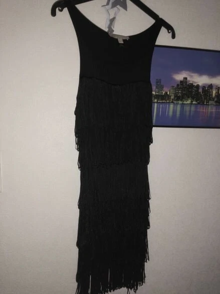 ROBE COURTE A franges Mango taille S style charleston EUR 10 00 PicClick FR