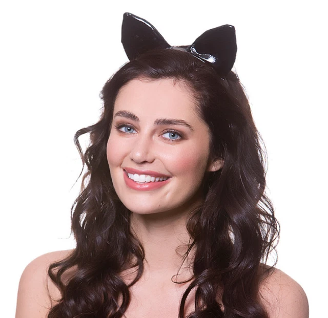 Adulto/Bambino Costume Gatto Nero Orecchie su Cerchietto Halloween Accessorio