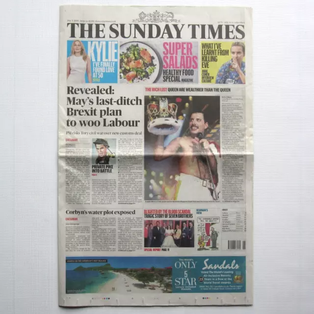 Queen Freddie Mercury 2019 'The Sunday Times' UK Newspaper 05.05.19