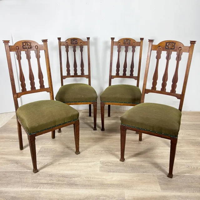 Set di quattro sedie d'epoca in legno antiche stile art nouveau Inglesi anni 30