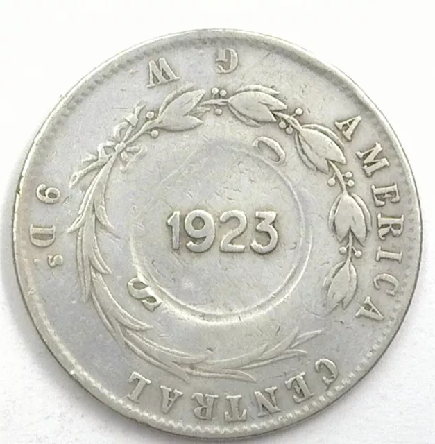 Costa Rica 1923 C/S Silver Colon Over 1885-Gw 50 Centavos