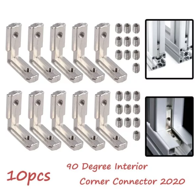 10 6mm Fente en T Aluminium Extrusion Profil Joint L Fixation 90º/Connecteur