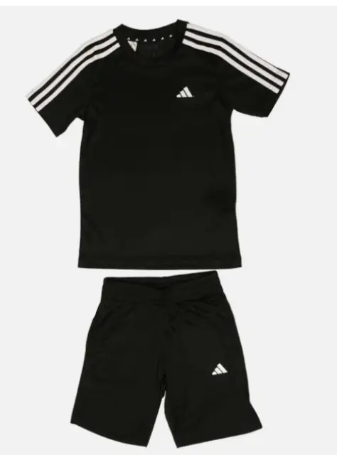 Adidas Training T Shirt Shorts Juniors Boys Black Size UK 15-16 Years #REF78