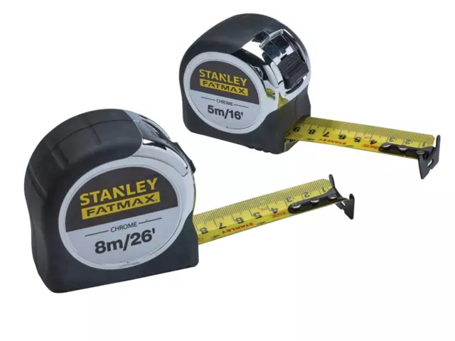 Stanley FatMax Chrom Taschenbänder 5 m/16 Fuß & 8 m/26 Fuß (Doppelpack) - STA043041