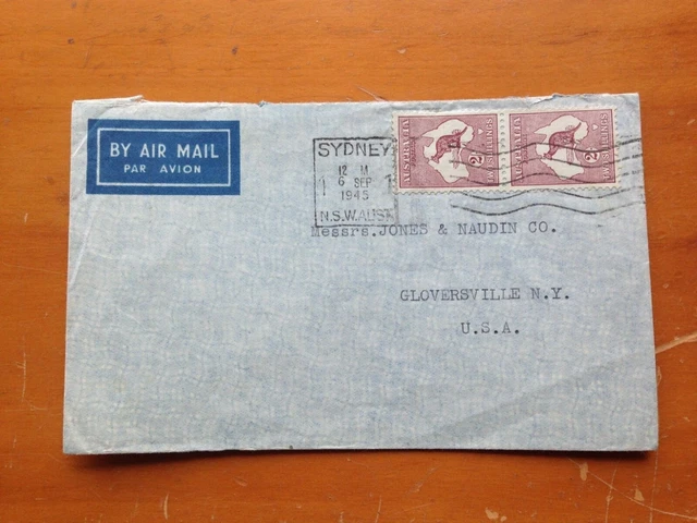 1945 Australia 2/- Maroon Kangaroo Pair Sydney Machine Cancel Cover
