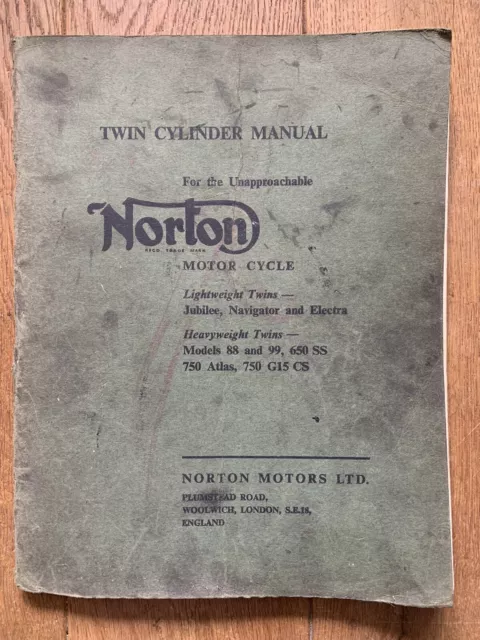 Norton Motor Cycle Twin Cylinder Manual -Lightweight/Heavyweight Twins ORIGINAL