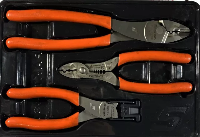 *NEW* Snap-on WIRE SERVICE KIT 3 pcs ORANGE HANDLES PLWIREKIT STRIPPERS, CUTTERS