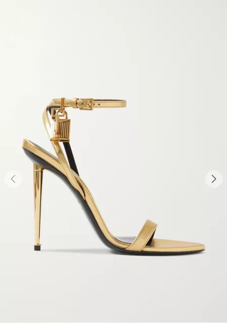 NWB Iconic TOM FORD Gold Padlock Naked Sandals sz. 40 (IT) Or 9 -9.5 (US)