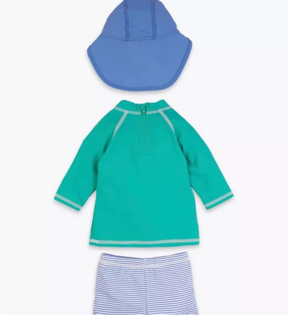 Brandneu mit Etikett M&S Baby Jungen Alter 0-3 Monate UPF 50+ 3 teiliger Badeanzug - Hut - Oberteil - Shorts 2
