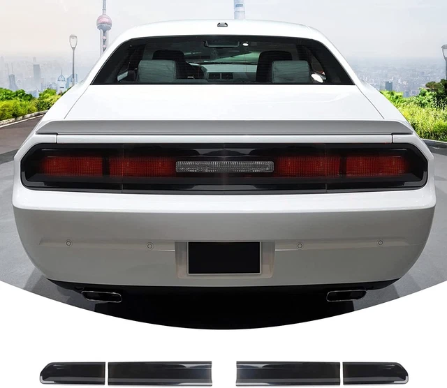 Smoked Rear Taillight Lamp Guard Decor Cover Trim for Dodge Challenger 2009-2014
