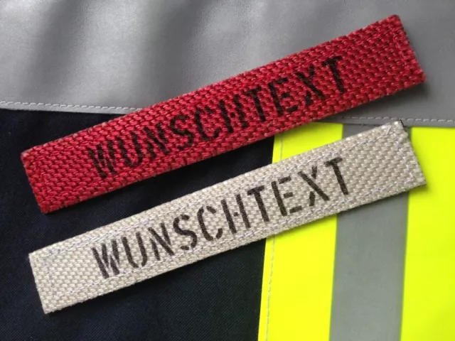 3 Stück Namensschilder / Namenstreifen mit Klett aus Feuerwehrschlauch