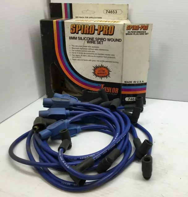 Taylor Cable 74653  Blue 8mm Spiro-Pro Ignition Wire Set