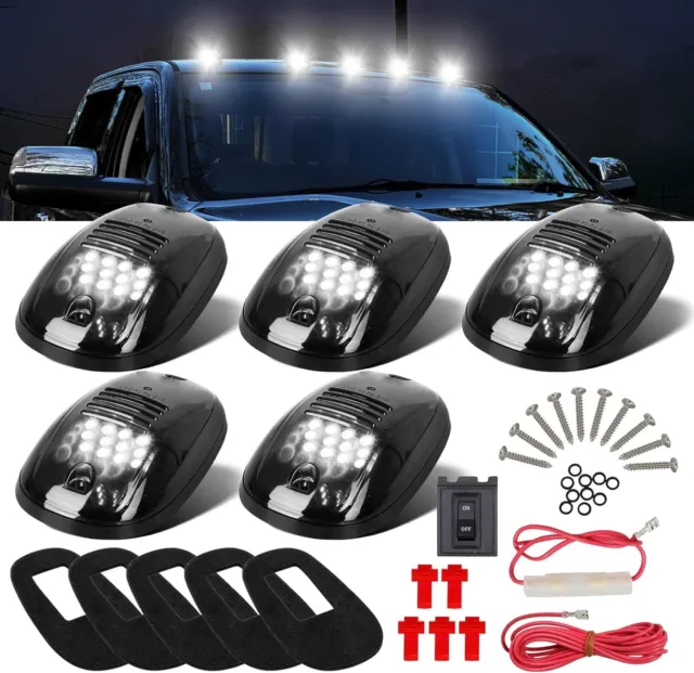 5x For Dodge RAM 1500 2500 LED White Smoke Len Roof Top Cab Running Marker Light