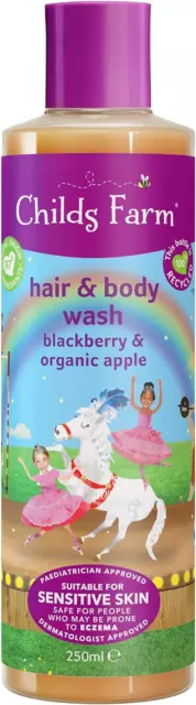 Childs Farm | Kids Hair & Body Wash 250ml | Blackberry & Organic Apple | Suitab