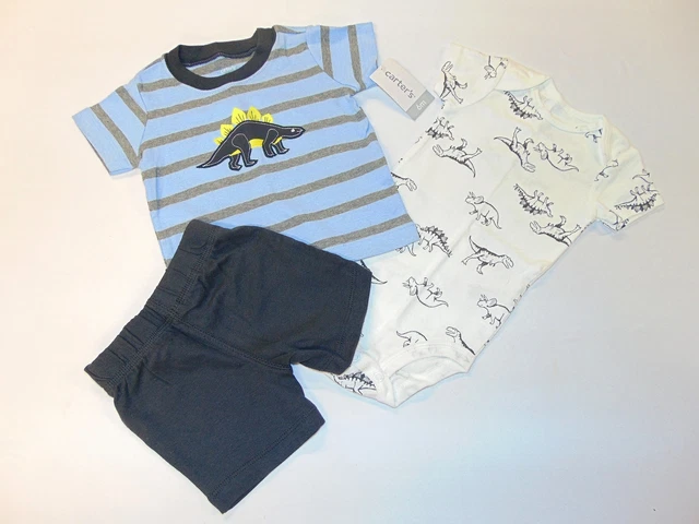 Carter's Baby Boys' Dinosaur 3-Piece Bodysuit & Shorts Set, Size 6 Months