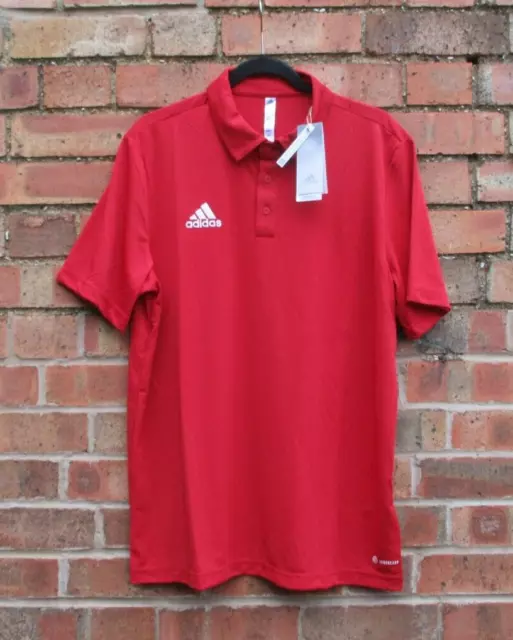 Polo da uomo Adidas Entrada 22 rossa grande 44" petto ideale per golf nuova con etichette