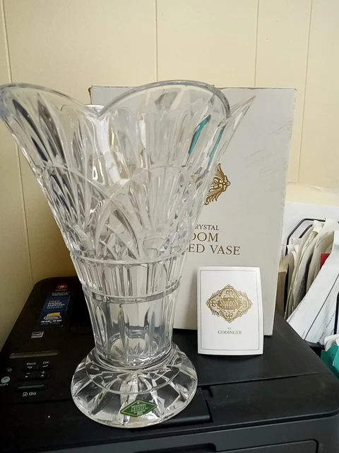 SHANNON BY GODINGER Lead Crystal Freedom Oversized Vase New