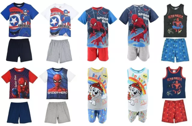 Ragazzi Avengers Fireman Sam Paw Patrol Spiderman Pigiama Pantaloncini Pigiama