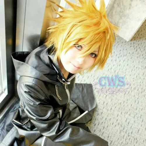 Kingdom Hearts Roxas Heat Resistant Short Yellow Blonde Anime Cosplay Wig{l} 3